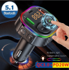 Korseed Car FM Transmitter Bluetooth 5.0 MP3 Audio Player QC3.0+PD Fast Charging Wireless Handsfree Car Kit with LED Backlit - T86S
