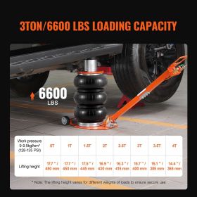 Air Jack, 3 Ton/6600 lbs, 1-6S Pneumatic Lifting Jack with Heightened Column & Adjustable Handle, Compact