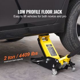 Low Profile Floor Jack 2 Ton (4400 lbs) , Heavy Duty Aluminum Hydraulic Racing Floor Jack, Hydraulic Car Jack, Dual Piston Quick Lift Pump