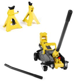 Low Profile Floor Jack, 2 Ton (4400 lbs) Capacity, Steel Racing Floor Jack with Stands, Single Piston Quick Lift Pump