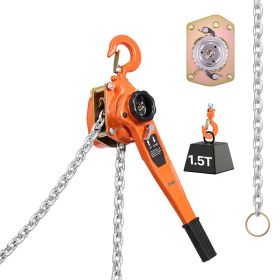 Manual Lever Chain Hoist, 1-1/2T 3300LBS Capacity Heavy Duty Come Along, 20FT Lift G80 Alloy Steel Chain With Dual Pawl Mechanical Brake