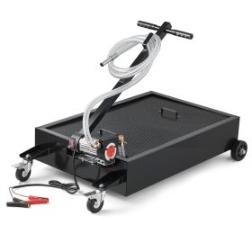 Low Profile Oil Drain Pan, 15 Gallon Capacity, Rolling Oil Drain Pan with Electric Pump & 7.2 ft Hose, Leak-proof & Corrosion-resistant, Fit for