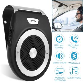 Car Wireless Speakerphone Wireless V4.1 In-Car Speaker Hands-free Calling Music Player Sun Visor Audio Receiver Car Kit - Black