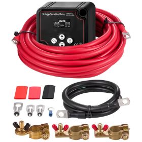 Dual Battery Isolator Kit, 12V 140 Amp, Manual and Automatic VSR Voltage Sensitive Relay with Voltmeter, LCD Screen, Smart Battery Isolator