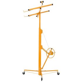 16ft Drywall Lift, Heavy-Duty 150 lbs Sheetrock Hoist with Adjustable Telescoping Arm, Lockable Wheels