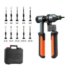 Rivet Nut Tool Kit, 9-Inch Ratchet Rivnut Tool Kit, with 10 Mandrels and 100 Nuts, Metric and SAE Size M5, M6, M8, M10, M12, 8-32, 10-24, 1/4-20