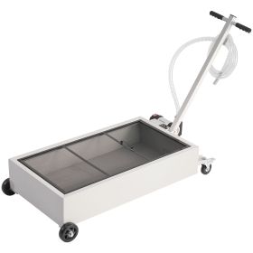 Low Profile Oil Drain Pan, 20 Gallon Capacity, Rolling Oil Drain Pan with Electric Pump, 7.2 ft Hose & T Folding Handle