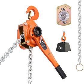 Manual Lever Chain Hoist, 3T 6600LBS Capacity Heavy Duty Come Along, 10FT Lift G80 Alloy Steel Chain With Dual Pawl Mechanical Brake
