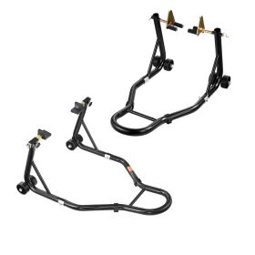 Motorcycle Stand Lift, 1100lbs Capacity Front Rear Combo Stand Lift, Front Wheel Dual-Fork Stand, Rear U+L Fork Swingarm Spool Stand