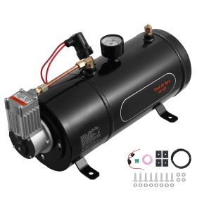 12V Air Compressor with Tank 0.8 Gallon/3 L, Train Horn Air Compressor, 120 psi Working Pressure Onboard Air Compressor System for Train Air Horn