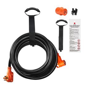 15 ft RV Extension Cord, 50 Amp, Heavy Duty STW RV Power Cord, NEMA 14-50R Female NEMA 14-50P Male Plug, with LED Indicator Handle 15A Adapter