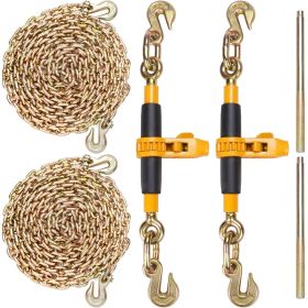 Ratchet Chain Binder, 5/16"-3/8" Heavy Duty Load Binders with G80 Chains, 7100 lbs Secure Load Limit, Labor-saving Anti-skid Handle