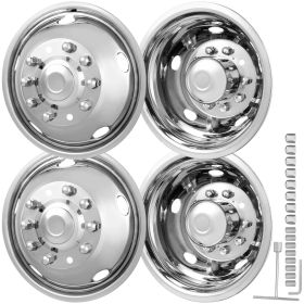 19.5-inch 10 Lug Wheel Simulators, 304 Stainless Steel Wheel Simulator Kit with Mirror Polished Finish