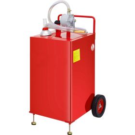 30 Gallon Fuel Caddy, Fuel Storage Tank on 2 Wheels, Portable Gas Caddy with Manuel Transfer Pump, Gasoline Diesel Fuel Container for Cars