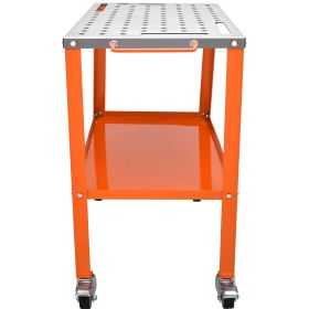 36" x 18" Welding Table, 1200lbs Load Capacity Steel Welding Workbench Table on Wheels, Portable Work Bench with Braking Lockable Casters