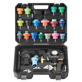 28 pcs Universal Radiator Pressure Tester Kit, Coolant Pressure Tester Kit with Manual Pump and Color-coded Test Caps