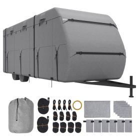 Travel Trailer Cover, 20-22 ft RV Cover, 4-Layer Non-Woven Fabric Camper Cover, Waterproof, Windproof and Rip-Stop Class A RV Cover, with Storage