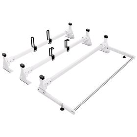 Trailer Ladder Rack, 54" 3 Crossbars Ladder Roof Rack, Heavy-duty Steel Van Roof Rack, 800 lbs Capacity Van Ladder Rack with Cargo Roller and Str