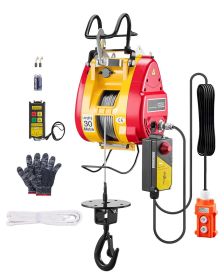 2-in-1 Electric Hoist Winch, 1100 lbs Capacity, 1800W Portable Power Winch, 98 ft Lifting Height, 36 ft/min with Wire and Wireless Remote Control