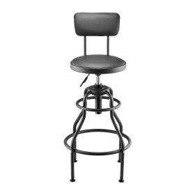 Shop Stool with Backrest, Pneumatic Garage Seat/Work Stool with 300 lbs Capacity, Adjustable Height Roller Creeper Seat