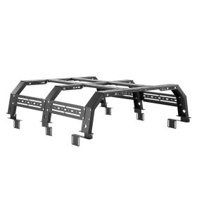 Overland Truck Bed Rack, 51.2-65.4 in Width, Adjustable Overland Bed Cargo Rack with Sidebar, 900 lbs Static Capacity