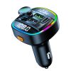 C22 Car Bluetooth 5.0 LED FM Transmitter Wireless Handsfree Car Kit MP3 Audio Player LED Light Voltage Display QC 3.0 PD Charger - A
