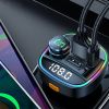 C22 Car Bluetooth 5.0 LED FM Transmitter Wireless Handsfree Car Kit MP3 Audio Player LED Light Voltage Display QC 3.0 PD Charger - A