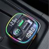 C22 Car Bluetooth 5.0 LED FM Transmitter Wireless Handsfree Car Kit MP3 Audio Player LED Light Voltage Display QC 3.0 PD Charger - A