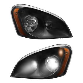 For 2008-2017 Freightliner Cascadia Black Headlights Headlamps Left,Right (Option: 1pair)