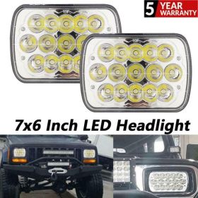 2Pcs 7x6  LED Headlight Headlamp Sealed Beam DRL For Wrangler JK TJ CJ LJ (Option: Silver Bottom)