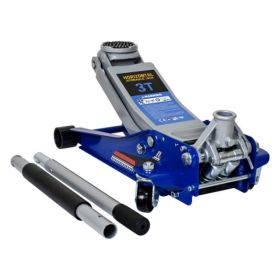 Low-Position Steel Vehicle Floor-mounted Hydraulic Jack With Dual-piston Quick-lift Pump, 3-Ton  6,600 Lb Capacity. (Option: Blue)