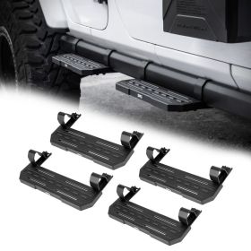 Running Boards Compatible With 2018 Wrangler JL 4 Doors With OEM Rock Rails (Option: Black)