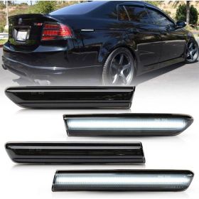 Black Lens LED Front Rear Fender Side Marker Lights For 2004-2008 Acura TL Base (Option: White)