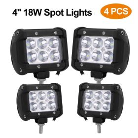 4 PCS 4in 18W Driving Lamp Dual Row LED Waterproof Spot Light Pod Cube Light (Option: 4pcs)