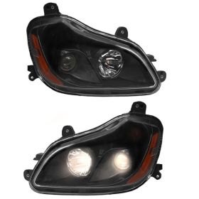 Black Headlights Compatible With Kenworth T680 2013-2021 Included Bulbs Pair (Option: 1 pair)