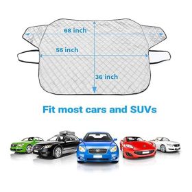 57x 37in Car Windshield Snow Cover,Car Windshield Snow Ice Cover With 4 Layers Protection,Snow,Ice,Sun, Fits Most Cars (Option: Silver)