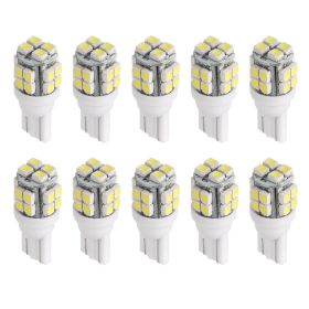 10Pcs 12V T10 LED Light Bulb Wedge Base Interior Dome Map LED Lights License Plate Trunk Side Positioning Lights 6000K White (Option: 10pcs)
