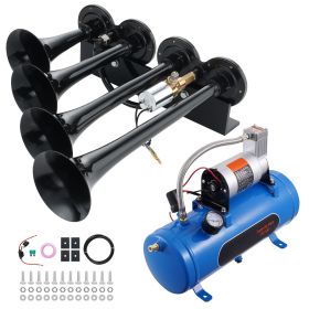 Train Horns Kit, 4 Trumpet Air Horn Kit, 150dB Train Horns for Pickup Trucks (gas tank capacity: 6 L)