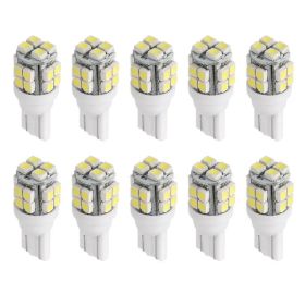 10Pcs 12V T10 LED Light Bulb Wedge Base Interior Dome Map LED Lights License Plate Trunk Side (Option: White)