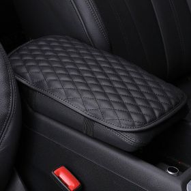 1Pc Car Armrest Pad Cover PU Leather Auto Center Console Seat Box Cover Protector Car Accessories Armrest Cushion Pad Fit For Vehicle SUV Truck C (Option: Black)
